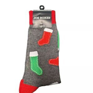 NWT Joe Boxer Socks Sz 7-12 Gray Christmas Holiday Stocking Crew Cut Dress